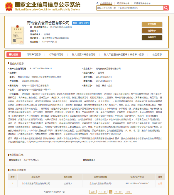 投标提供虚假材料，青岛食安食品上榜联勤保障部队采购暂停名单